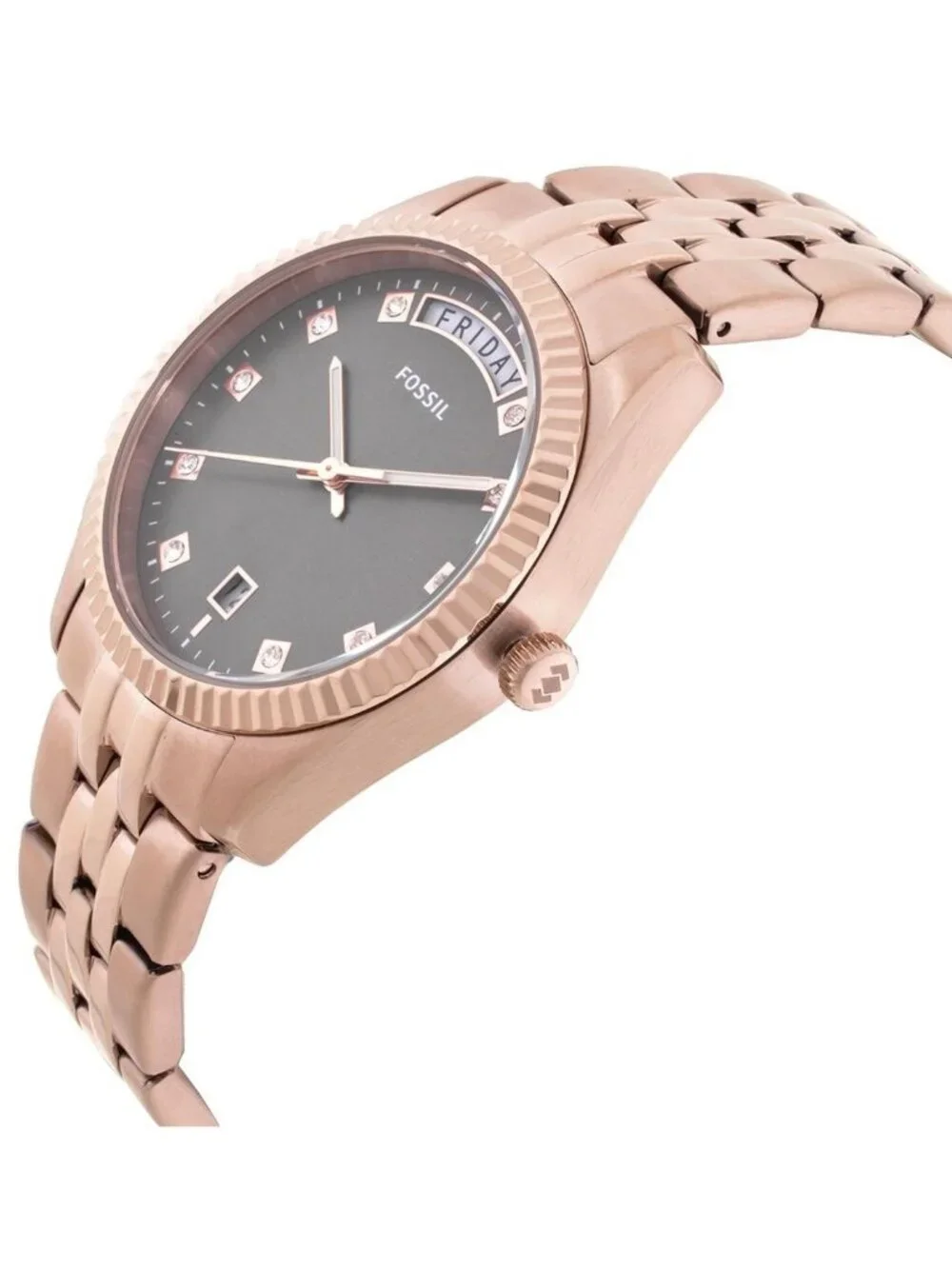 NWT Fossil Scarlette Day-Date Quartz Gray Dial Ladies Watch